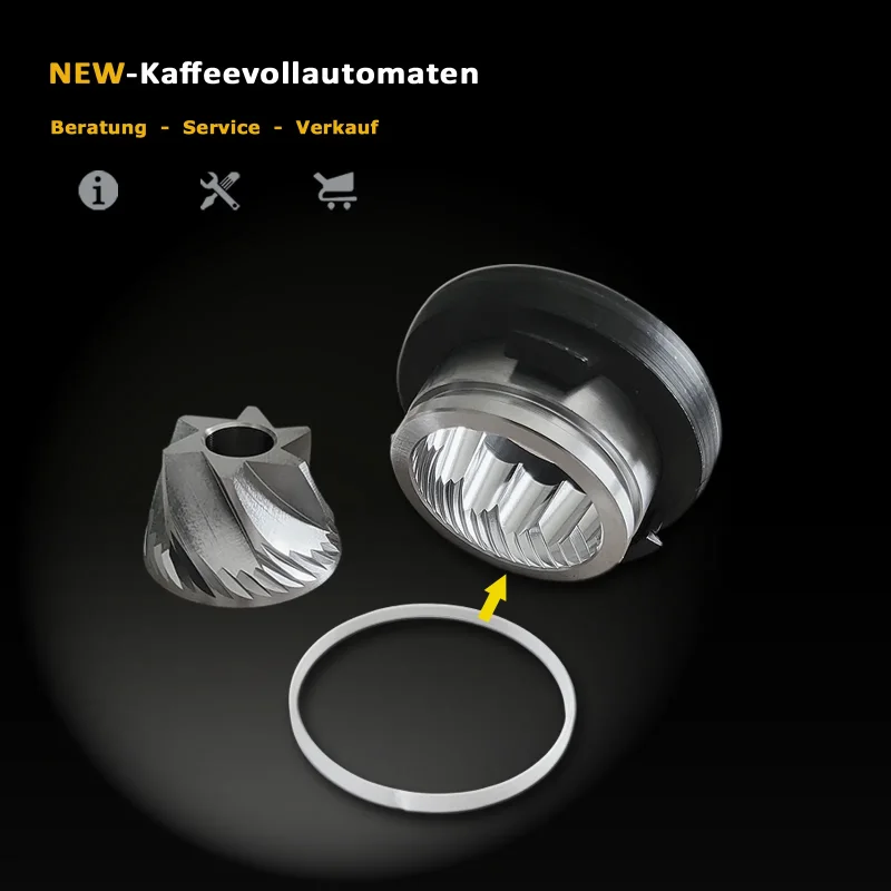 Mahlkegel und Mahlring mit Halterung zu diversen Delonghi Mahlwerken im Kaffeevollautomat